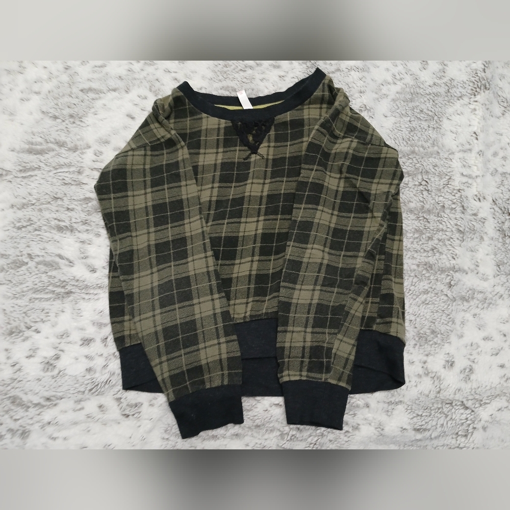 Xhilaration Men's Plaid Crewneck Sweater - Olive and Black